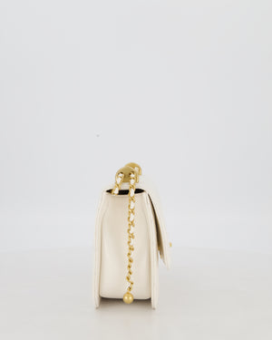 Chanel 21/A White Small Quilted Flap Bag with CC Logo Chain Detail