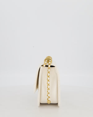 Chanel 21/A White Small Quilted Flap Bag with CC Logo Chain Detail