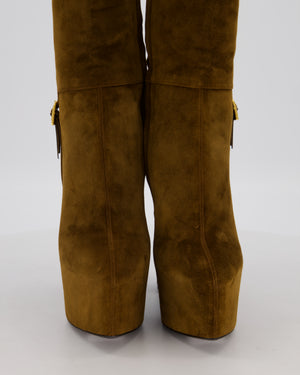 Saint Laurent Brown Suede Nico Platform Heel Size EU 39