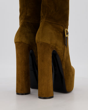 Saint Laurent Brown Suede Nico Platform Heel Size EU 39