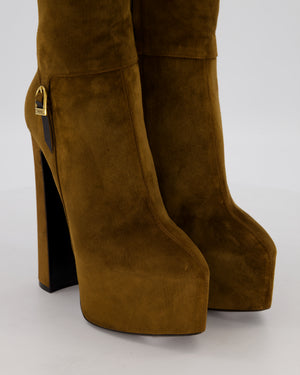 Saint Laurent Brown Suede Nico Platform Heel Size EU 39