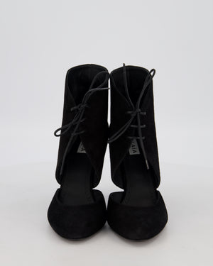 Alaïa Black Suede Lace-up Round Toe Heels Size EU 38