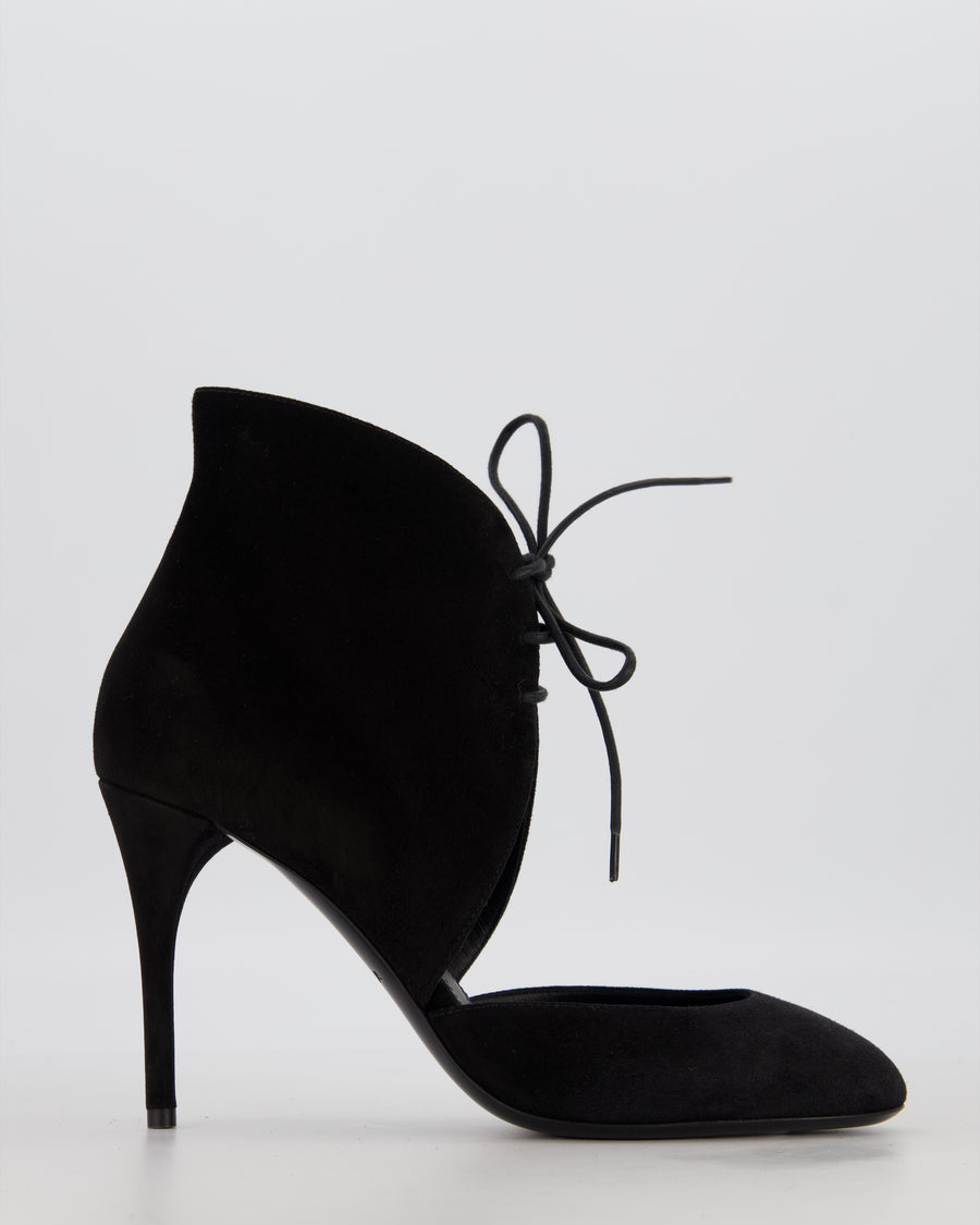 Alaïa Black Suede Lace-up Round Toe Heels Size EU 38