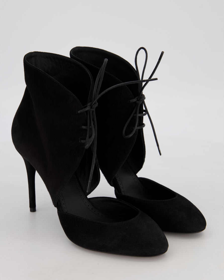 Alaïa Black Suede Lace-up Round Toe Heels Size EU 38