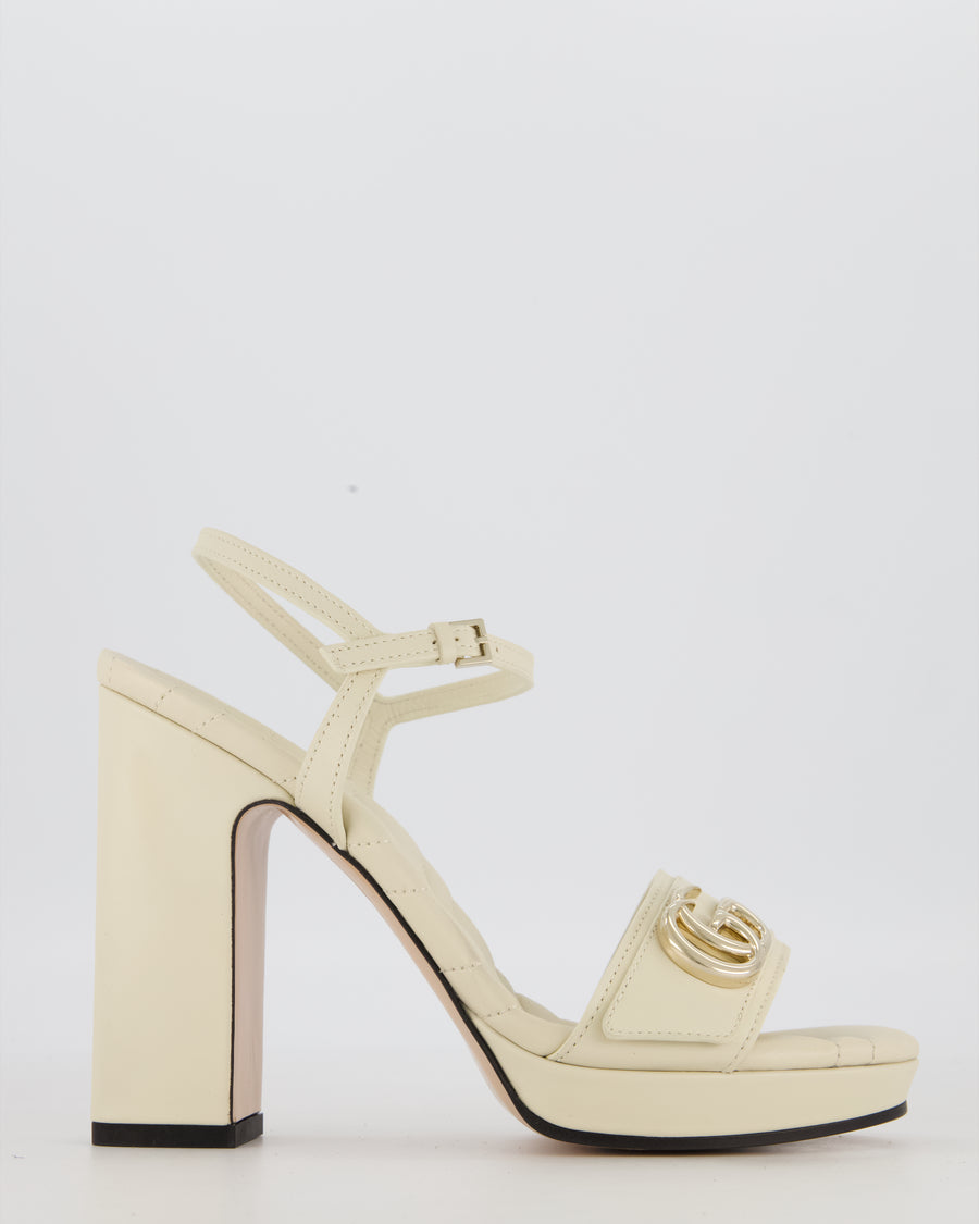 Gucci White Marmont Open-Toe Heels Size EU 38