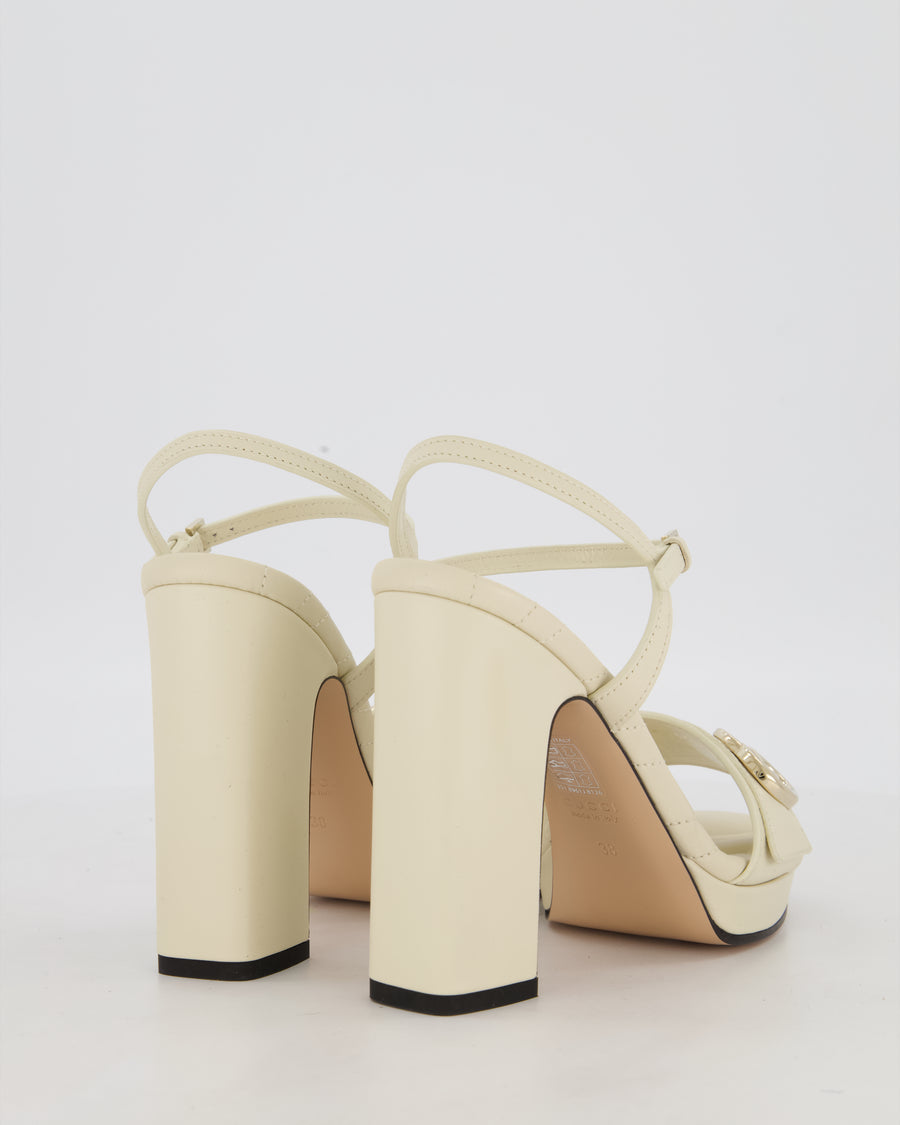 Gucci White Marmont Open-Toe Heels Size EU 38