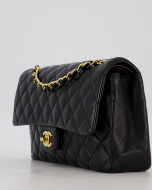 Chanel Black Medium Classic Double Flap Bag in Lambskin Leather with Gold Hardware