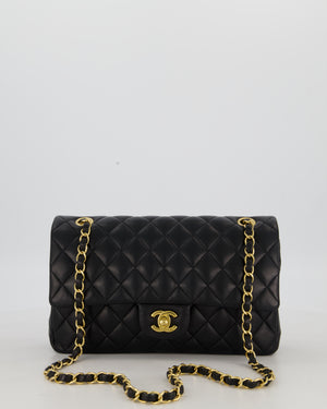 Chanel Black Medium Classic Double Flap Bag in Lambskin Leather with Gold Hardware