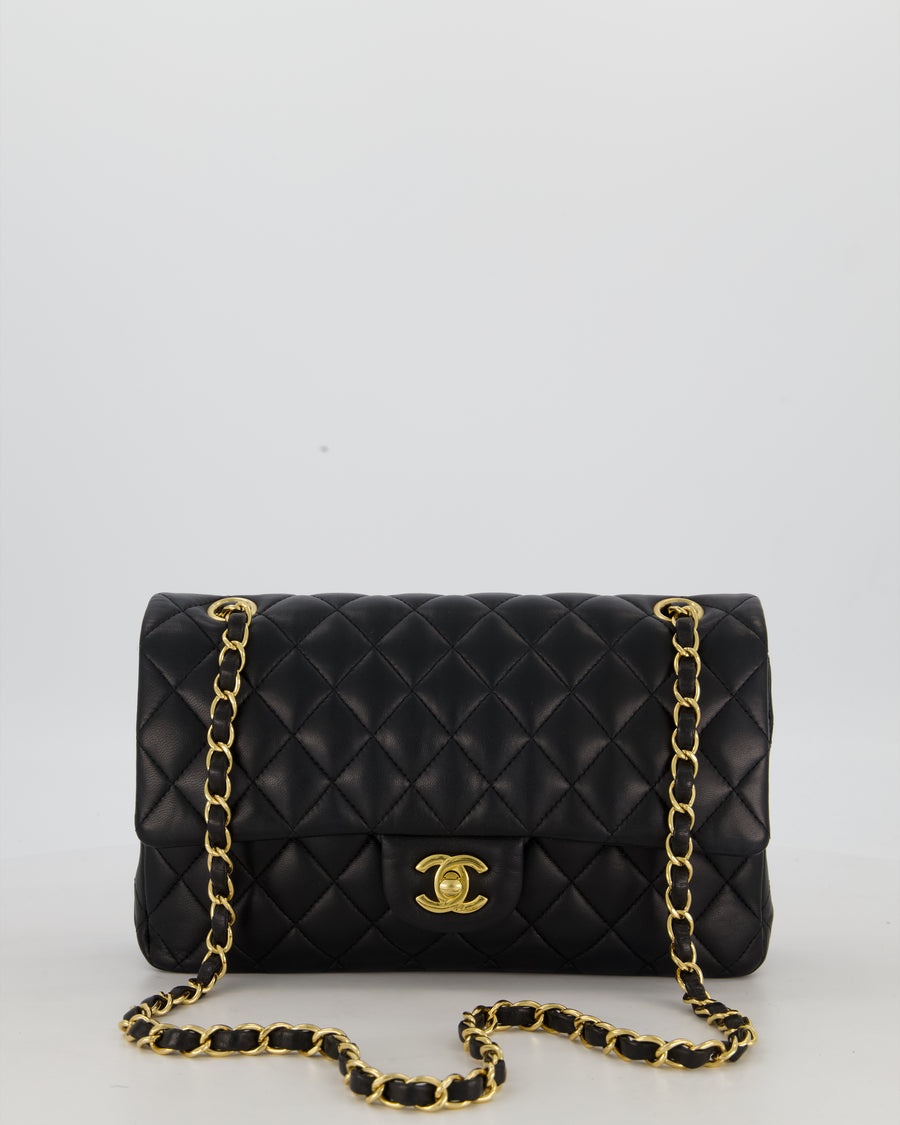 Chanel Black Medium Classic Double Flap Bag in Lambskin Leather with Gold Hardware