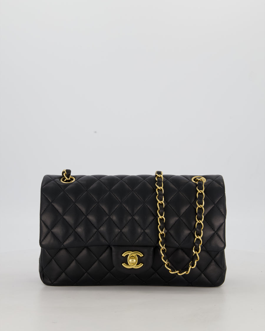 Chanel Black Medium Classic Double Flap Bag in Lambskin Leather with Gold Hardware