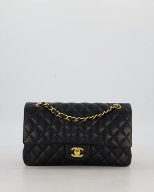 Chanel Black Medium Classic Double Flap Bag in Lambskin Leather with Gold Hardware