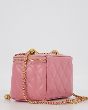 Chanel Candy Pink Vanity Case Bag in Quilted Lambskin Leather with Brushed Gold Hardware
