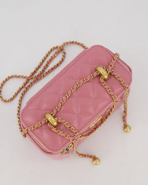Chanel Candy Pink Vanity Case Bag in Quilted Lambskin Leather with Brushed Gold Hardware