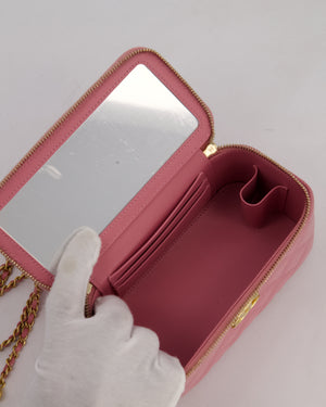 Chanel Candy Pink Vanity Case Bag in Quilted Lambskin Leather with Brushed Gold Hardware