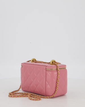 Chanel Candy Pink Vanity Case Bag in Quilted Lambskin Leather with Brushed Gold Hardware