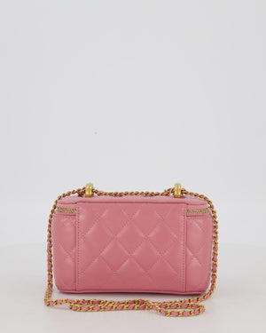 Chanel Candy Pink Vanity Case Bag in Quilted Lambskin Leather with Brushed Gold Hardware