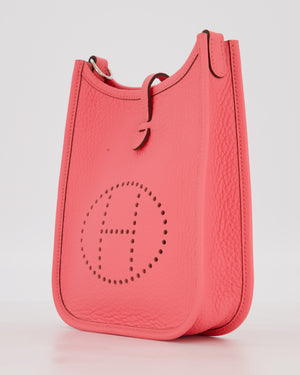 Hermès Mini Evelyne Bag in Rose Mexico Clemence Leather with Palladium Hardware