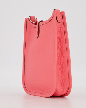 Hermès Mini Evelyne Bag in Rose Mexico Clemence Leather with Palladium Hardware