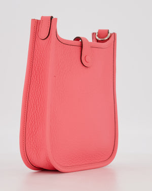 Hermès Mini Evelyne Bag in Rose Mexico Clemence Leather with Palladium Hardware