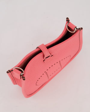 Hermès Mini Evelyne Bag in Rose Mexico Clemence Leather with Palladium Hardware