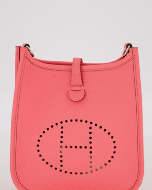 Hermès Mini Evelyne Bag in Rose Mexico Clemence Leather with Palladium Hardware