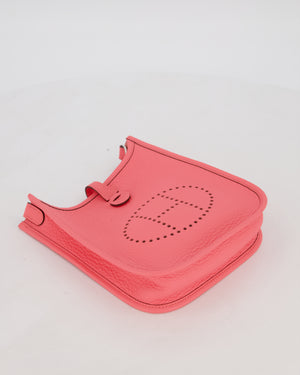 Hermès Mini Evelyne Bag in Rose Mexico Clemence Leather with Palladium Hardware