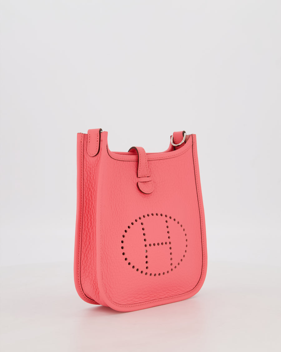 Hermès Mini Evelyne Bag in Rose Mexico Clemence Leather with Palladium Hardware