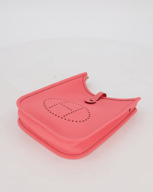 Hermès Mini Evelyne Bag in Rose Mexico Clemence Leather with Palladium Hardware