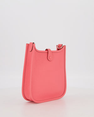 Hermès Mini Evelyne Bag in Rose Mexico Clemence Leather with Palladium Hardware