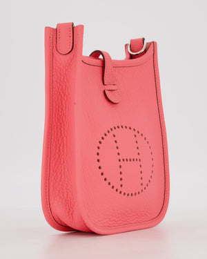 Hermès Mini Evelyne Bag in Rose Mexico Clemence Leather with Palladium Hardware