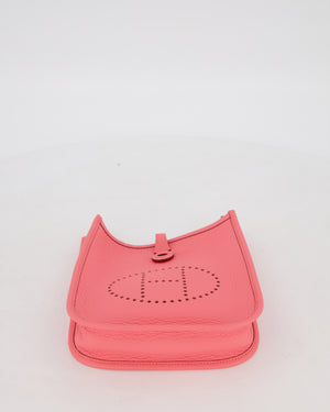 Hermès Mini Evelyne Bag in Rose Mexico Clemence Leather with Palladium Hardware