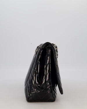 Chanel Black Patent Maxi Classic Single Flap Bag with Silver Hardware