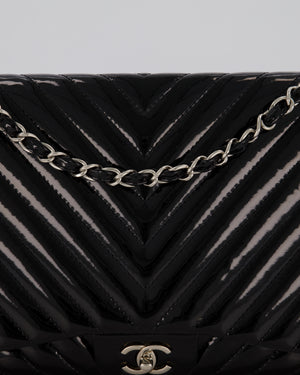 Chanel Black Patent Maxi Classic Single Flap Bag with Silver Hardware