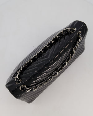 Chanel Black Patent Maxi Classic Single Flap Bag with Silver Hardware
