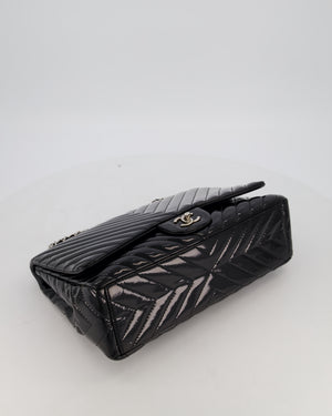Chanel Black Patent Maxi Classic Single Flap Bag with Silver Hardware