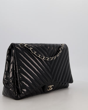 Chanel Black Patent Maxi Classic Single Flap Bag with Silver Hardware