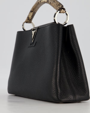 Louis Vuitton Black Capucines MM Python Handle MM Bag in Taurillon Leather with Silver Hardware