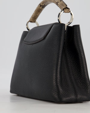 Louis Vuitton Black Capucines MM Python Handle MM Bag in Taurillon Leather with Silver Hardware
