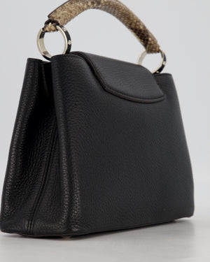 Louis Vuitton Black Capucines MM Python Handle MM Bag in Taurillon Leather with Silver Hardware