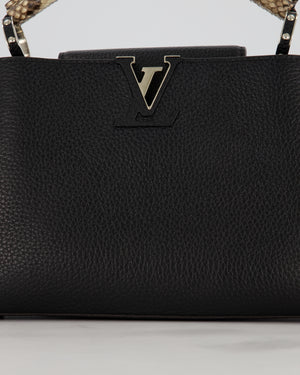 Louis Vuitton Black Capucines MM Python Handle MM Bag in Taurillon Leather with Silver Hardware