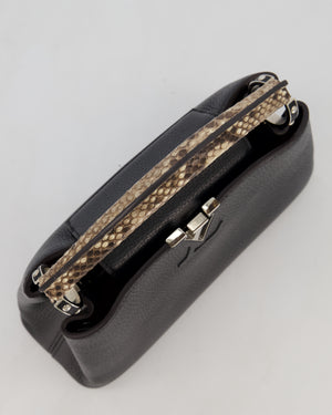 Louis Vuitton Black Capucines MM Python Handle MM Bag in Taurillon Leather with Silver Hardware