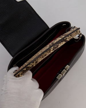 Louis Vuitton Black Capucines MM Python Handle MM Bag in Taurillon Leather with Silver Hardware