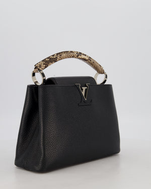 Louis Vuitton Black Capucines MM Python Handle MM Bag in Taurillon Leather with Silver Hardware