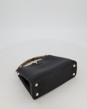 Louis Vuitton Black Capucines MM Python Handle MM Bag in Taurillon Leather with Silver Hardware