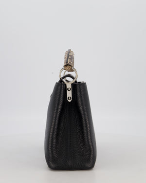 Louis Vuitton Black Capucines MM Python Handle MM Bag in Taurillon Leather with Silver Hardware