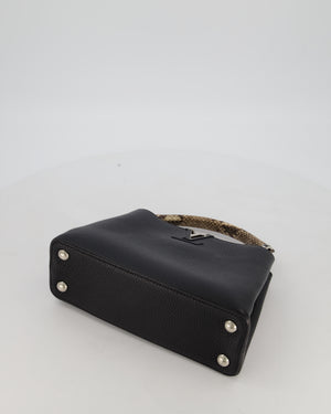 Louis Vuitton Black Capucines MM Python Handle MM Bag in Taurillon Leather with Silver Hardware