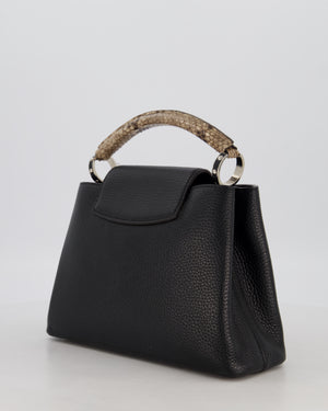 Louis Vuitton Black Capucines MM Python Handle MM Bag in Taurillon Leather with Silver Hardware