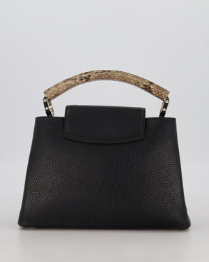 Louis Vuitton Black Capucines MM Python Handle MM Bag in Taurillon Leather with Silver Hardware