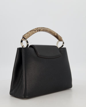 Louis Vuitton Black Capucines MM Python Handle MM Bag in Taurillon Leather with Silver Hardware