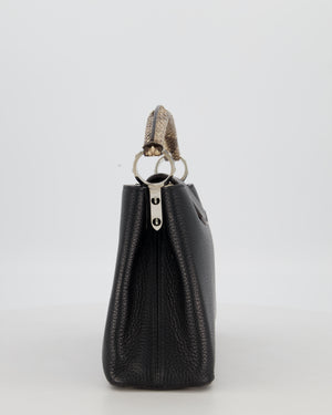 Louis Vuitton Black Capucines MM Python Handle MM Bag in Taurillon Leather with Silver Hardware